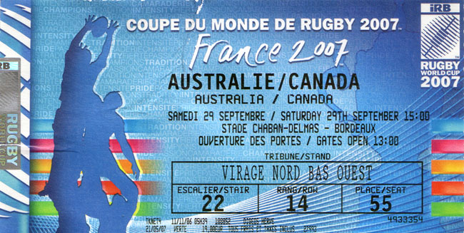 2007-09-29 - Billet Australie vs Canada